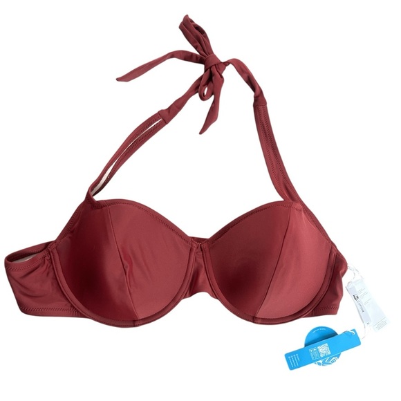 Cupshe New with Tags Keep It Cool Paneled Halter Underwire Red Bikini Top - Picture 1 of 5